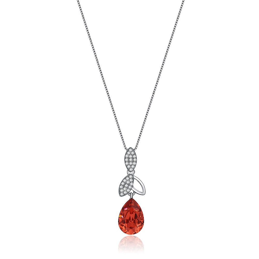 Perfection Pear Shape Pendant Necklace with Red Swarovski Crystals